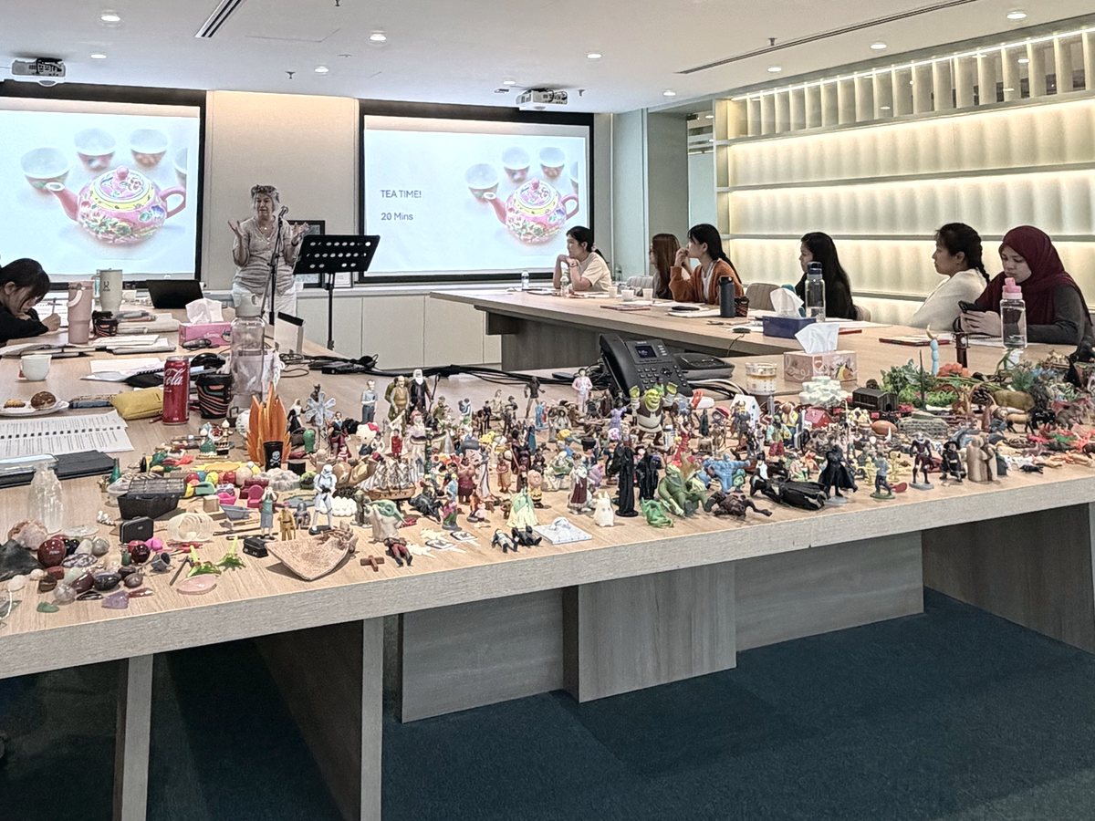 Trainer leading a session at the Expressive Therapies workshop, Wisma Prosper